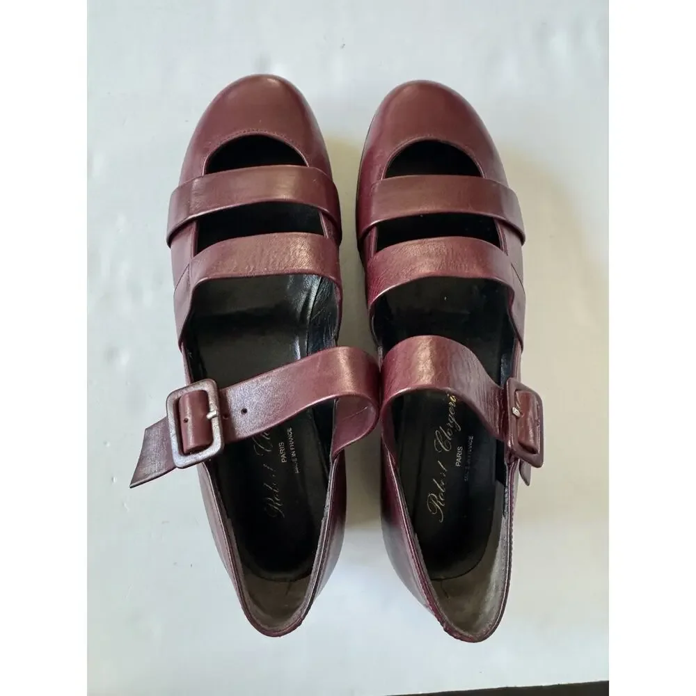 Robert Clergerie Burgundy Platform Mary Jane Pumps